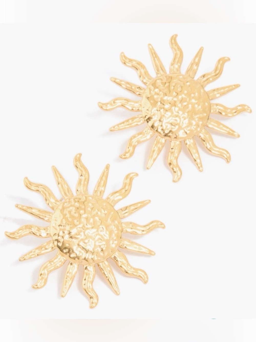 WATERPROOF GOLD PLATED STAINLESS STEEL SUN STATEMENT STUD EARRINGS 🌟NWT🌟